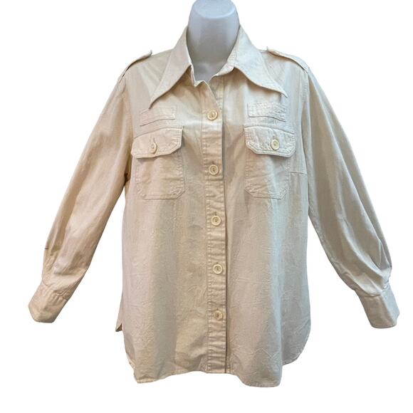 VINTAGE 70s Loubella Extendables Muslin Safari Shirt Size 16/17 - Picture 1 of 4